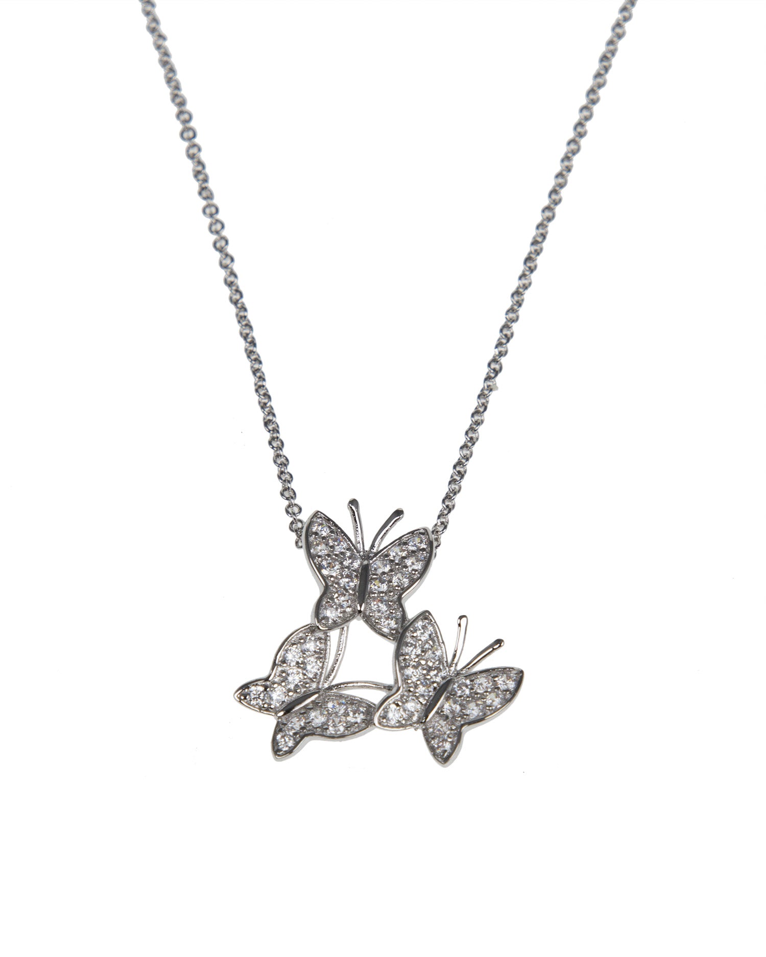 Triple Butterfly Pendant Necklace