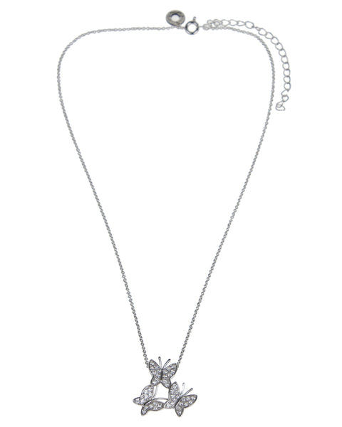 Triple Butterfly Pendant Necklace