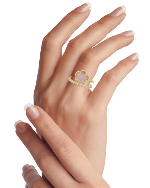 CZ and Clover Wrap Ring