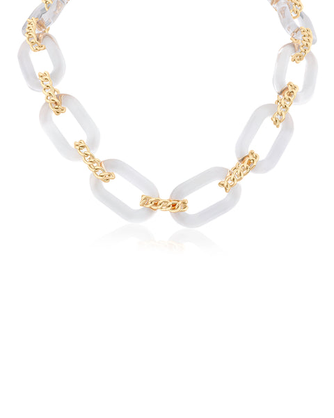 Oval Lucite Chain Statement Necklace