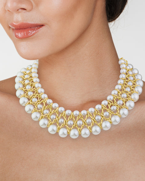 Triple Row Pearl Necklace