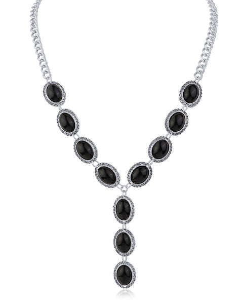 Oval Stone Y-Necklace