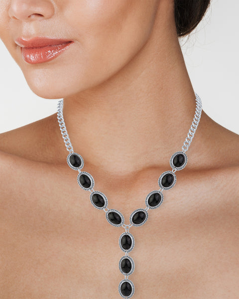 Oval Stone Y-Necklace