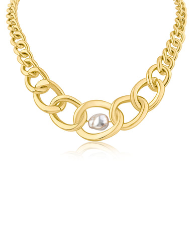 Chain and Pearl Necklace