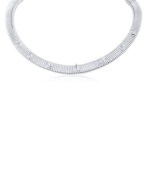 Vintage Scattered CZ Omega Necklace