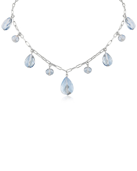 Light Blue Crystal Teardrop Charm Necklace