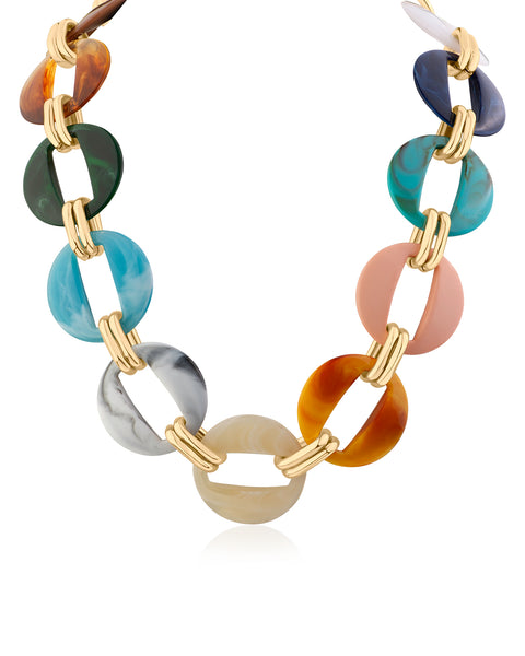 Multicolor Resin Disc Necklace