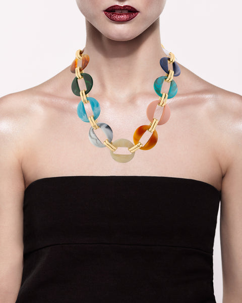 Multicolor Resin Disc Necklace