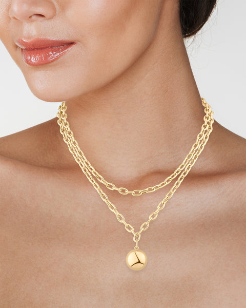 Layered Chain Pendant Necklace