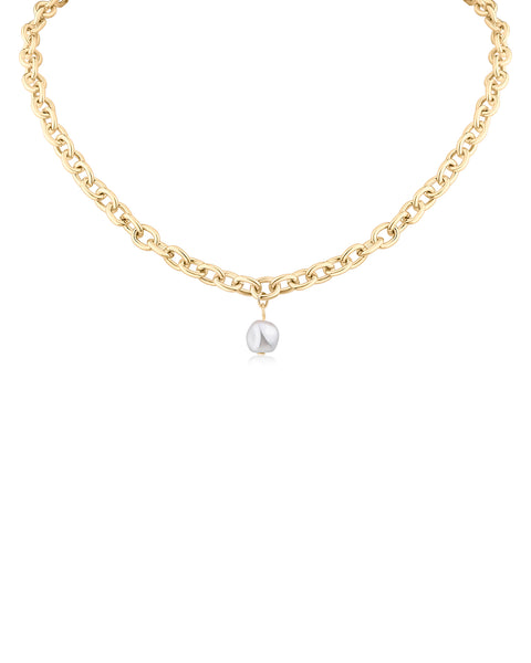Chain Necklace with Glass Pearl