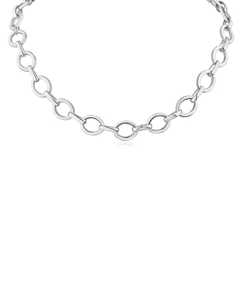 Silver Oval Link Chain Necklace