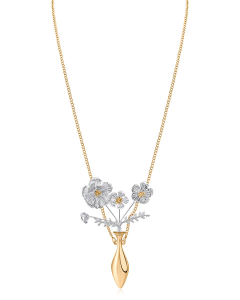 Floral Vase Pendant Necklace