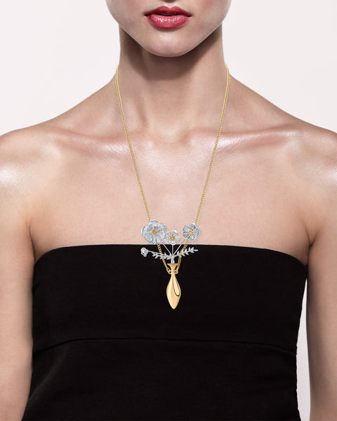 Floral Vase Pendant Necklace