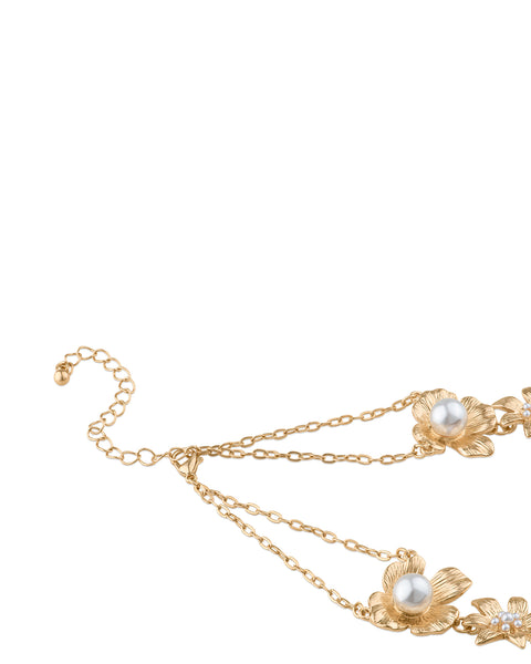 VINTAGE FLORAL PEARL STATEMENT NECKLACE