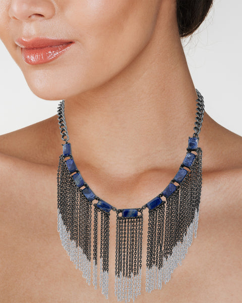 Sodalite fringe necklace