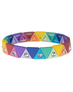 Rainbow Triangle Stretch Bracelet with Crystals