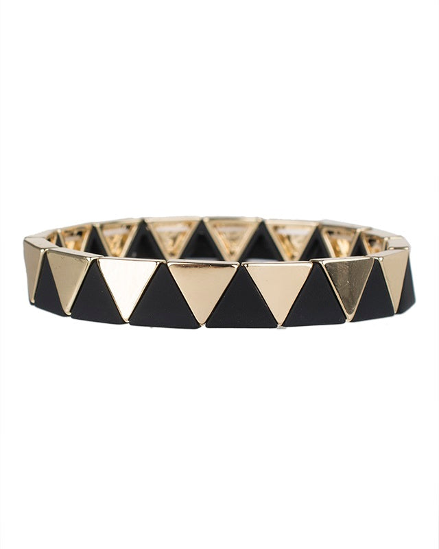 Black and Gold Triangle Pattern Stretch Bracelets