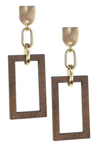 Geometric Wood Drop Earrings