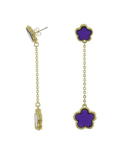 Enamel Clover Drop Earrings