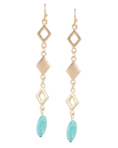 Geometric Linear Drop Earrings with Turquoise