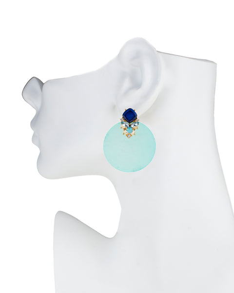 Blue Capize Shell Earrings