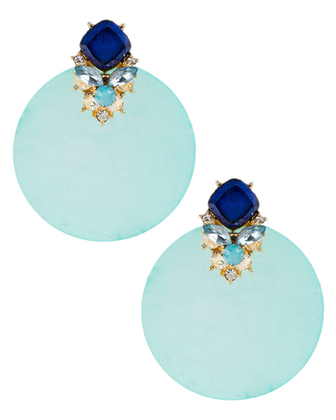 Blue Capize Shell Earrings