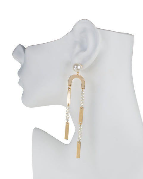 Pearl Horseshoe Elongated Earrings