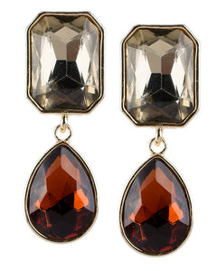 Champagne and Ruby Double Drop Earrings