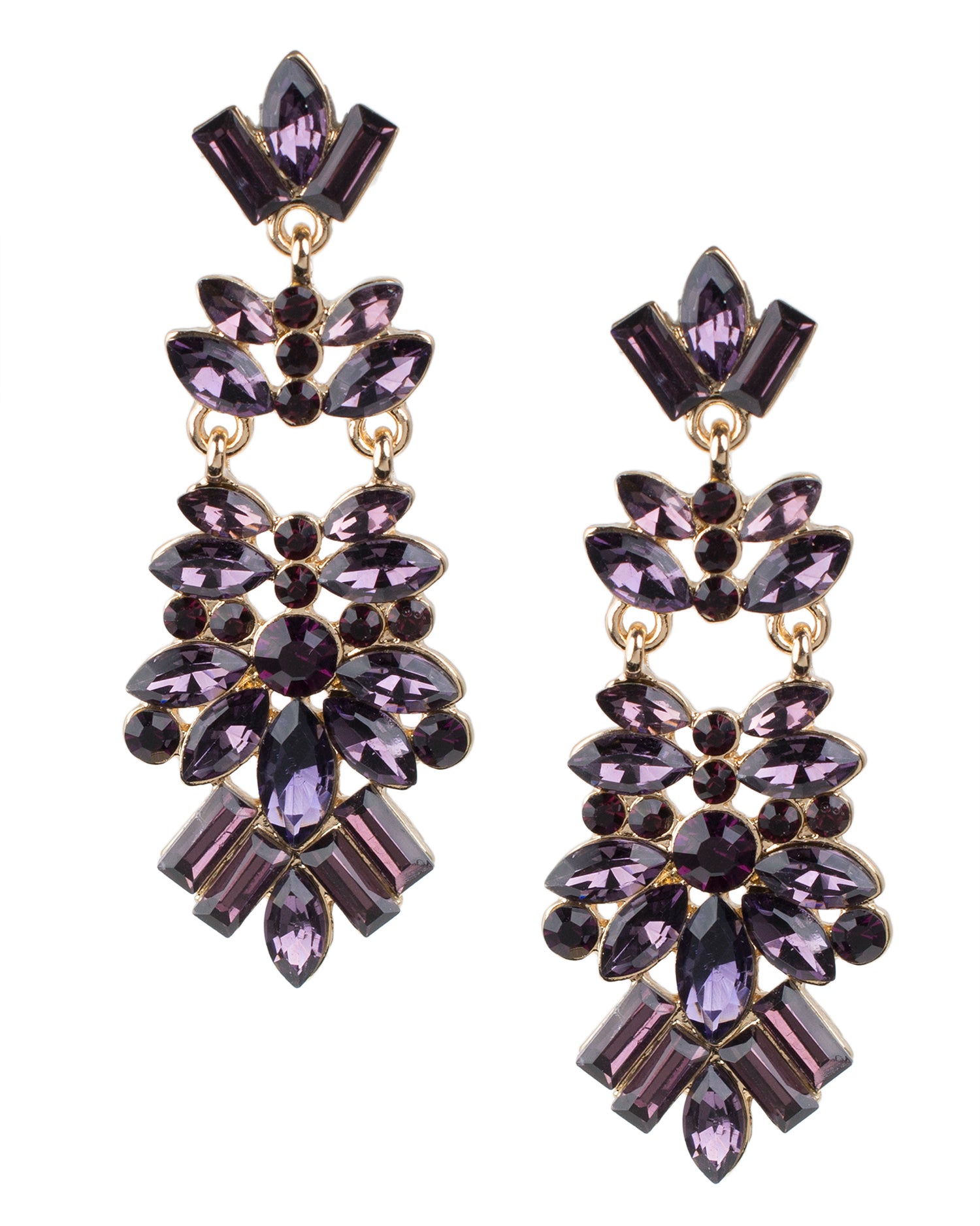 Purple Crystal Cluster Earrings
