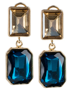 Champagne and Blue Double Drop Earrings
