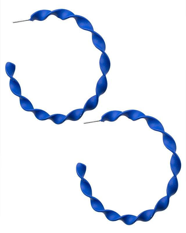 Blue Spiral Hoop Earrings