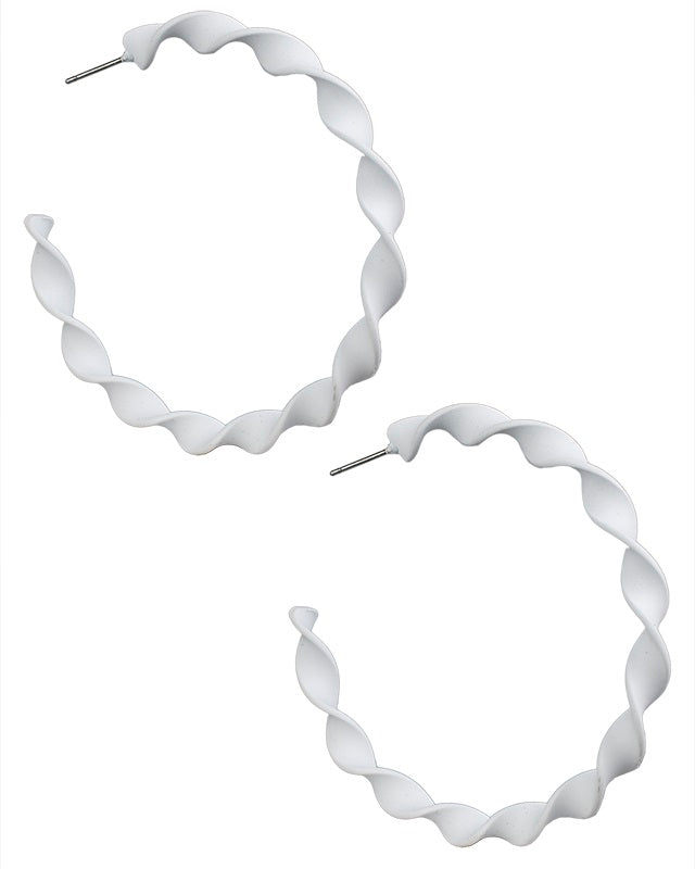 White Spiral Hoop Earrings
