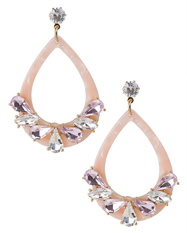 Pink Resin and Crystal Earrings