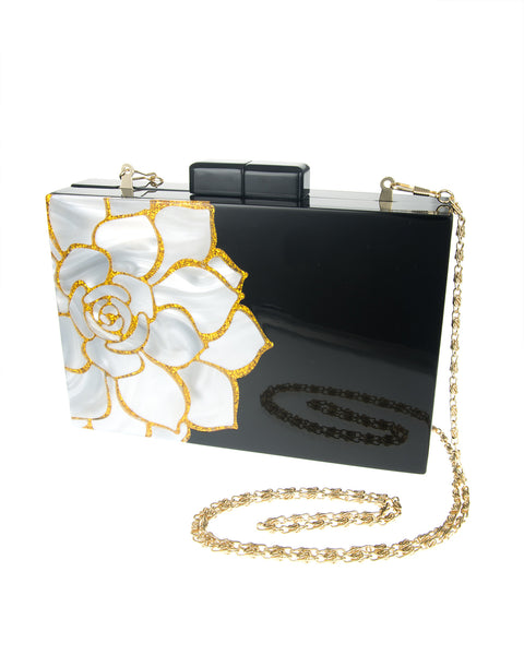 Camelia Flower Resin Clutch