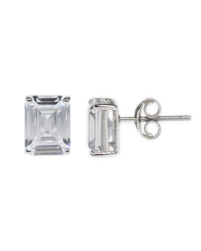 Emerald Cut Stud Earrings