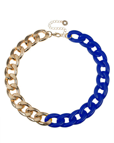 Blue resin and Gold Plated Chain Necklace